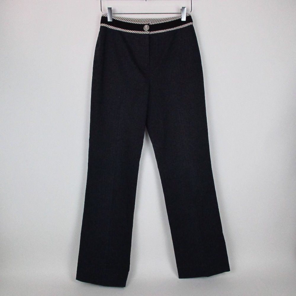 Classic Black Straight-Leg Trousers with Contrast Waistband
